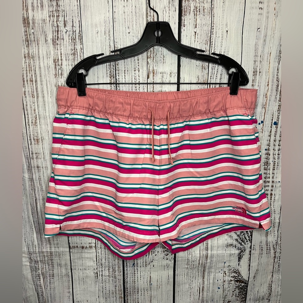 The North Face Women's XL Class V Board Shorts Striped Peach Turquoise Pink